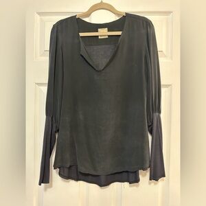 GO BY GO SILK Charcoal Blouse